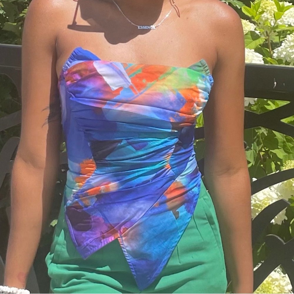 abstract print corset top
